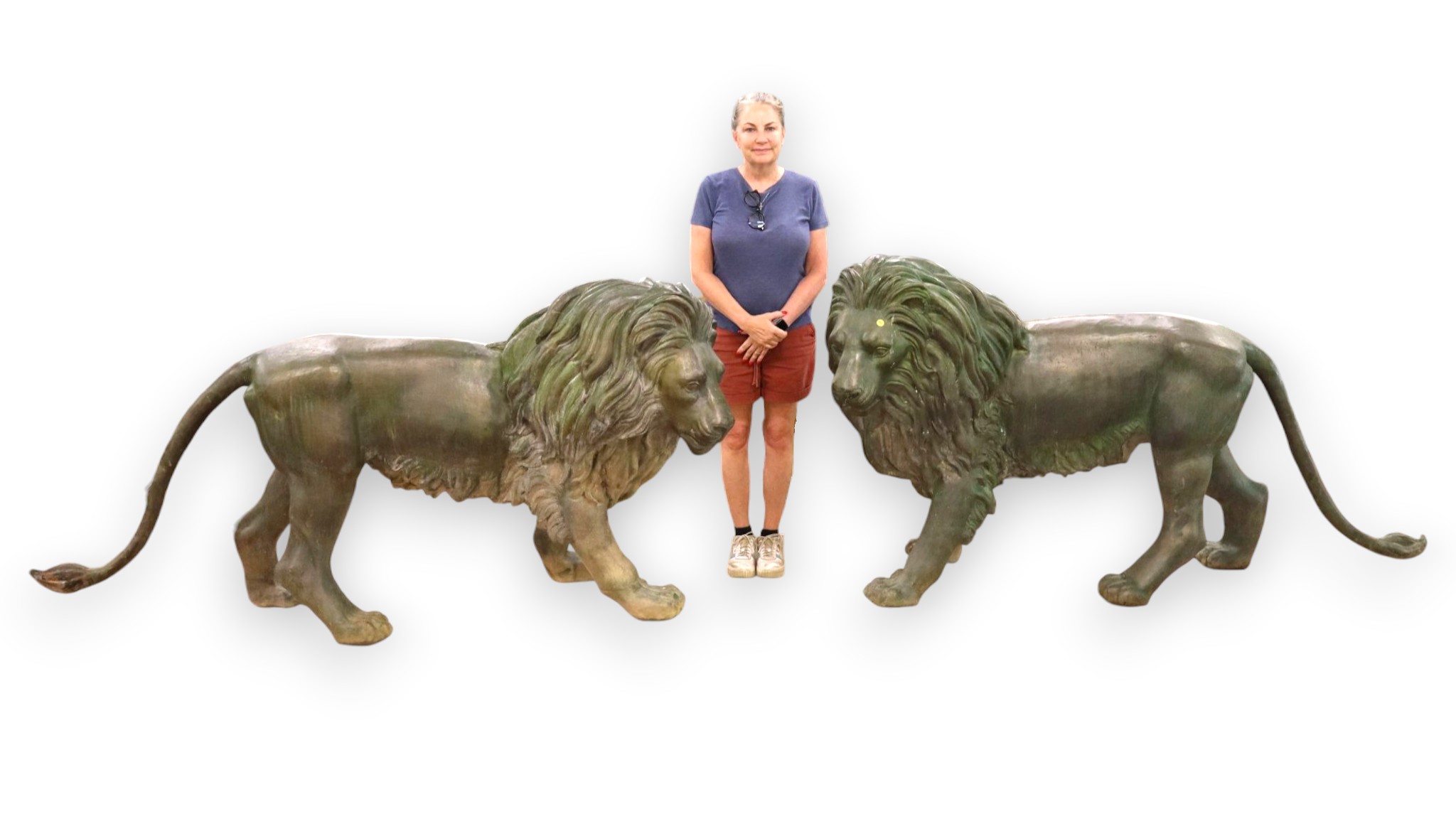 Awesome 6 x 3 ft Match Pair Standing Bronze Lions