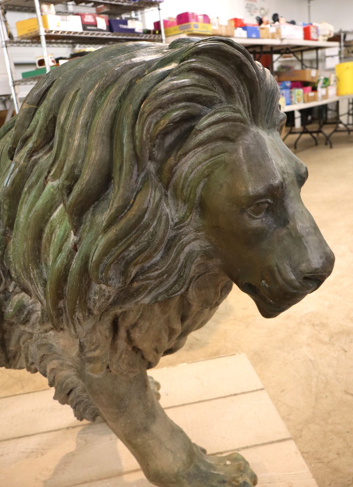 Awesome 6 x 3 ft Match Pair Standing Bronze Lions