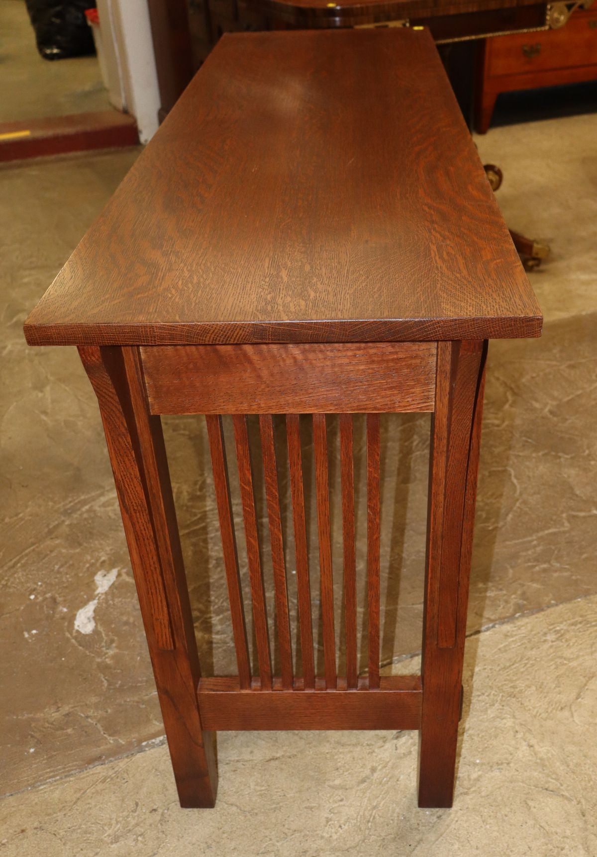 Stickley mission oak slatted console or sofa table