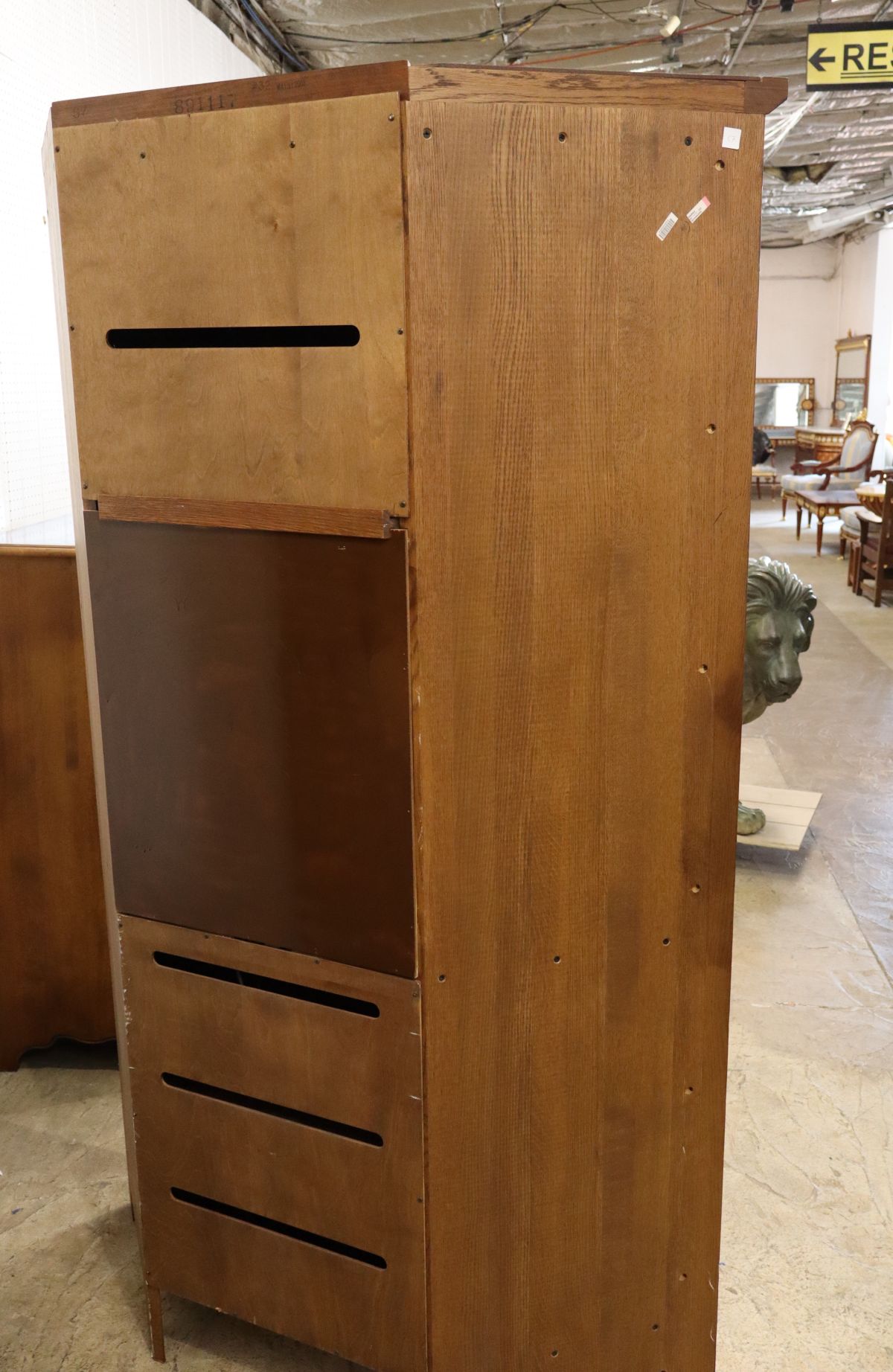 Stickley mission oak corner bow tie corner cabinet