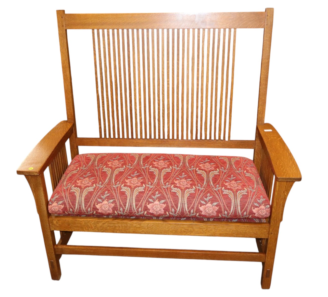 Stickley mission oak high slat double arm bench