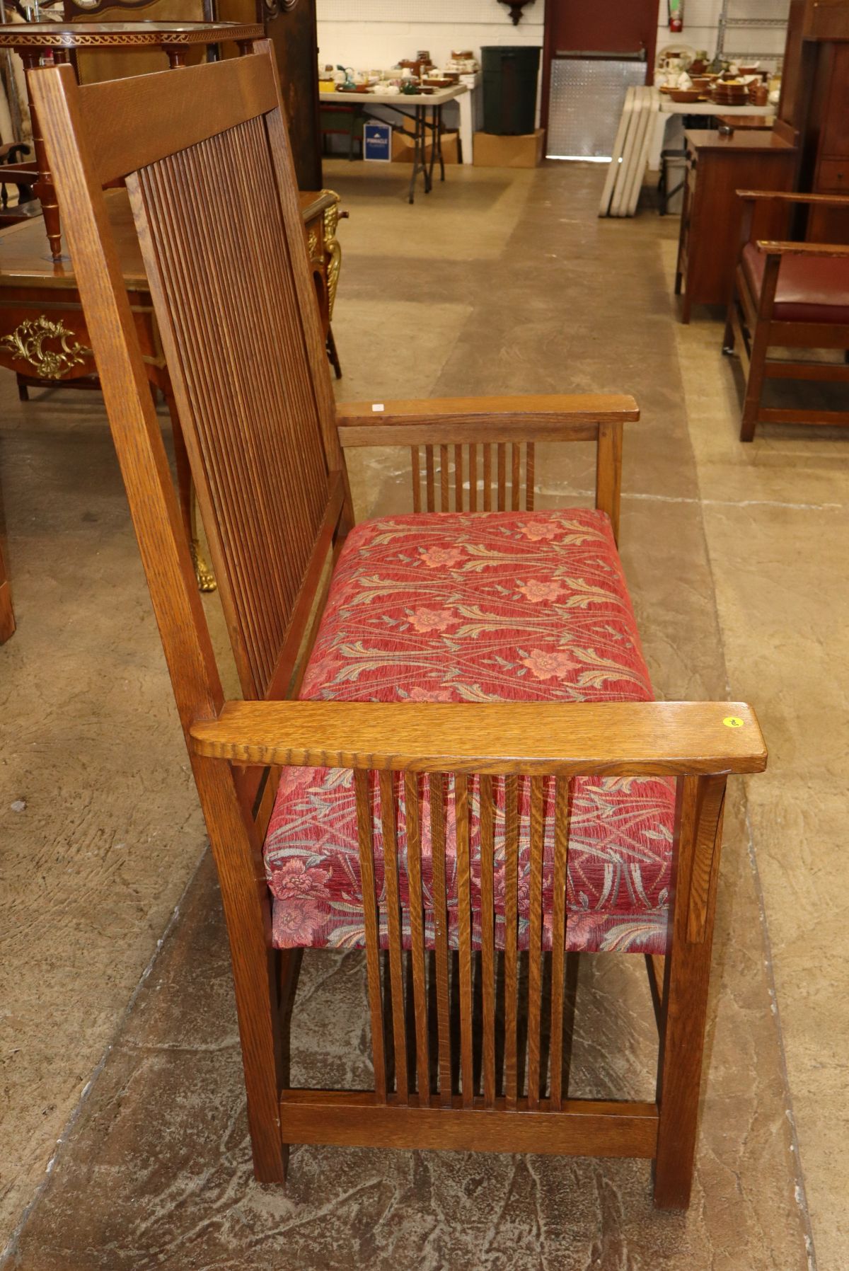 Stickley mission oak high slat double arm bench