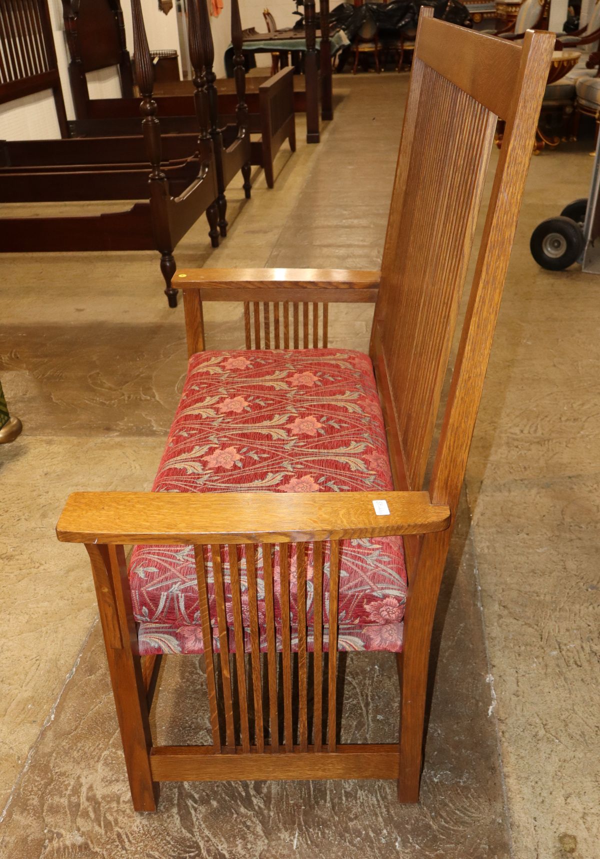 Stickley mission oak high slat double arm bench