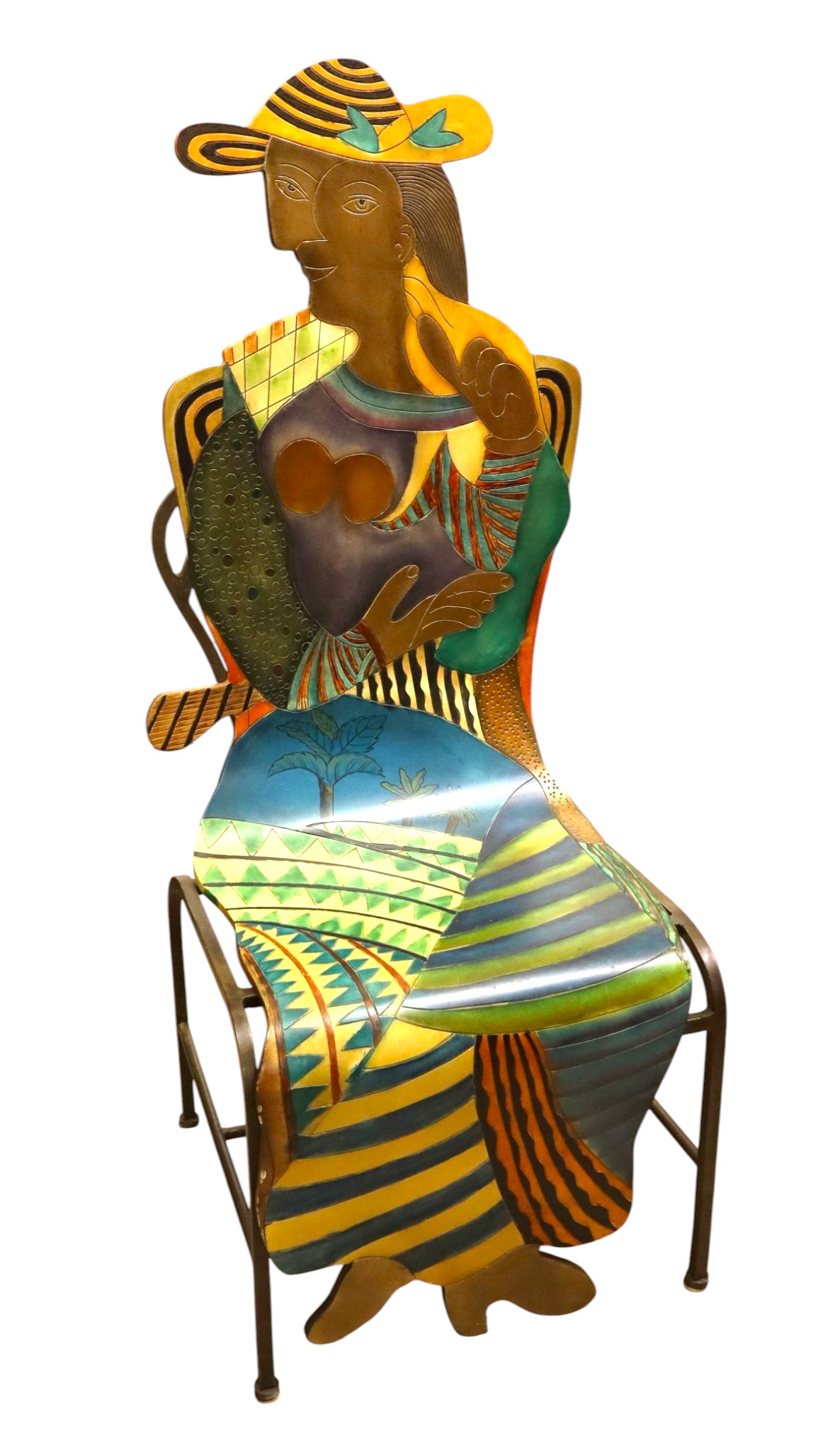 Unique Picasso style paint decorated chair
