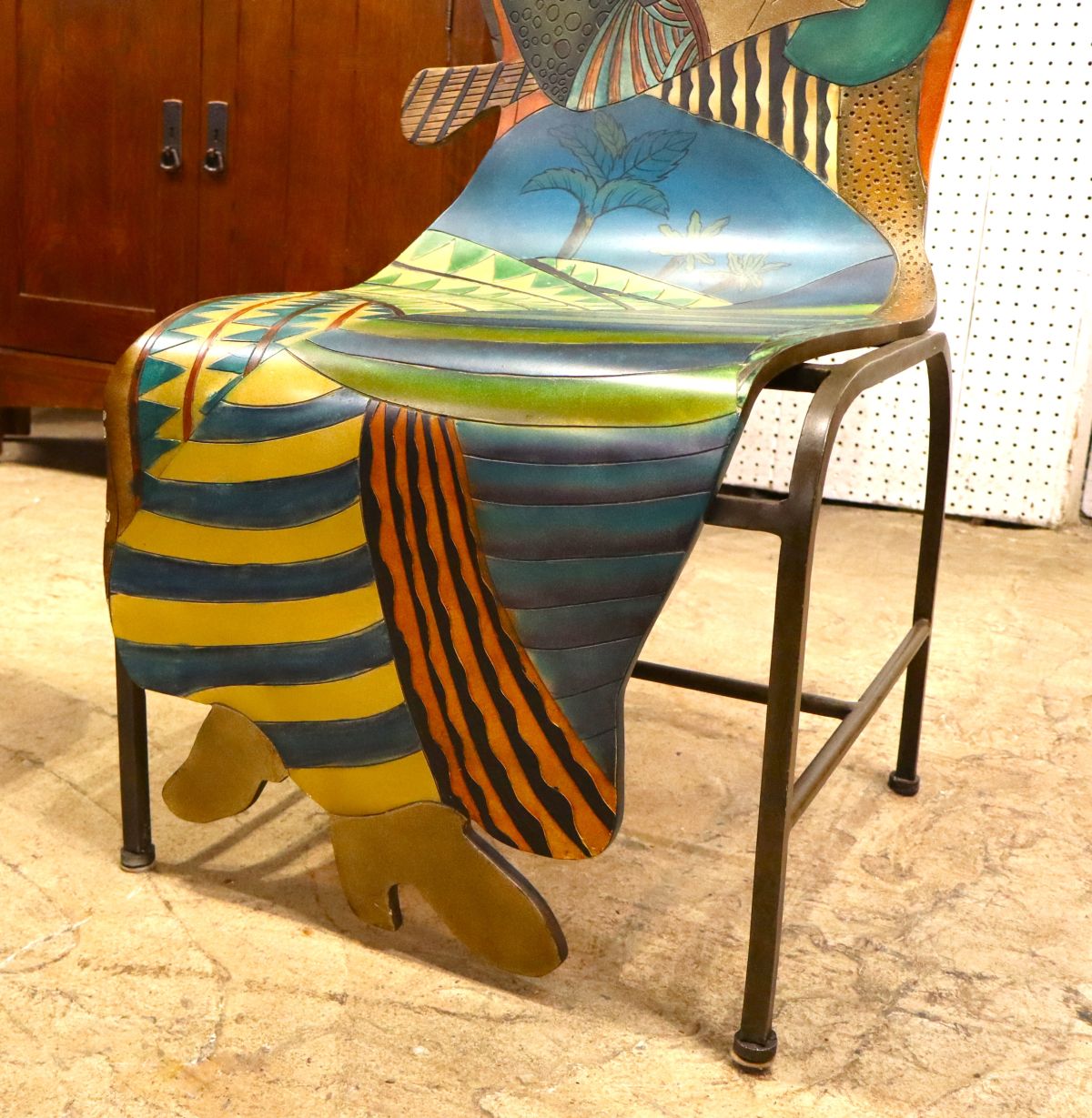 Unique Picasso style paint decorated chair