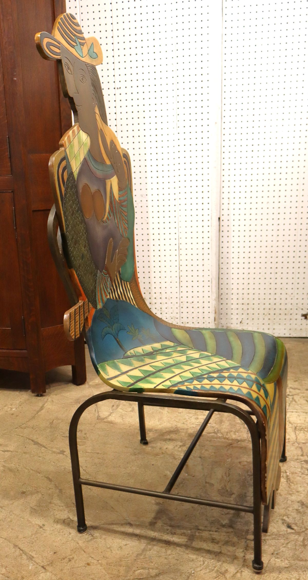 Unique Picasso style paint decorated chair