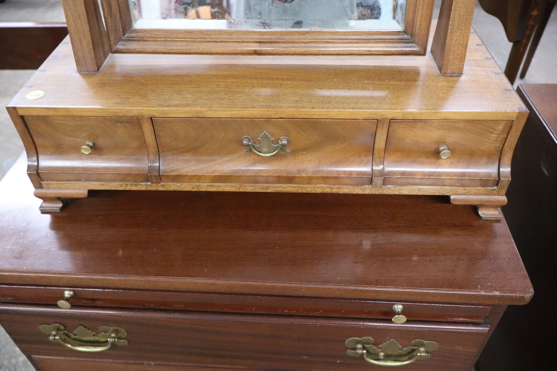 Crafted dresser top shaving mirror attrib AF Hackman