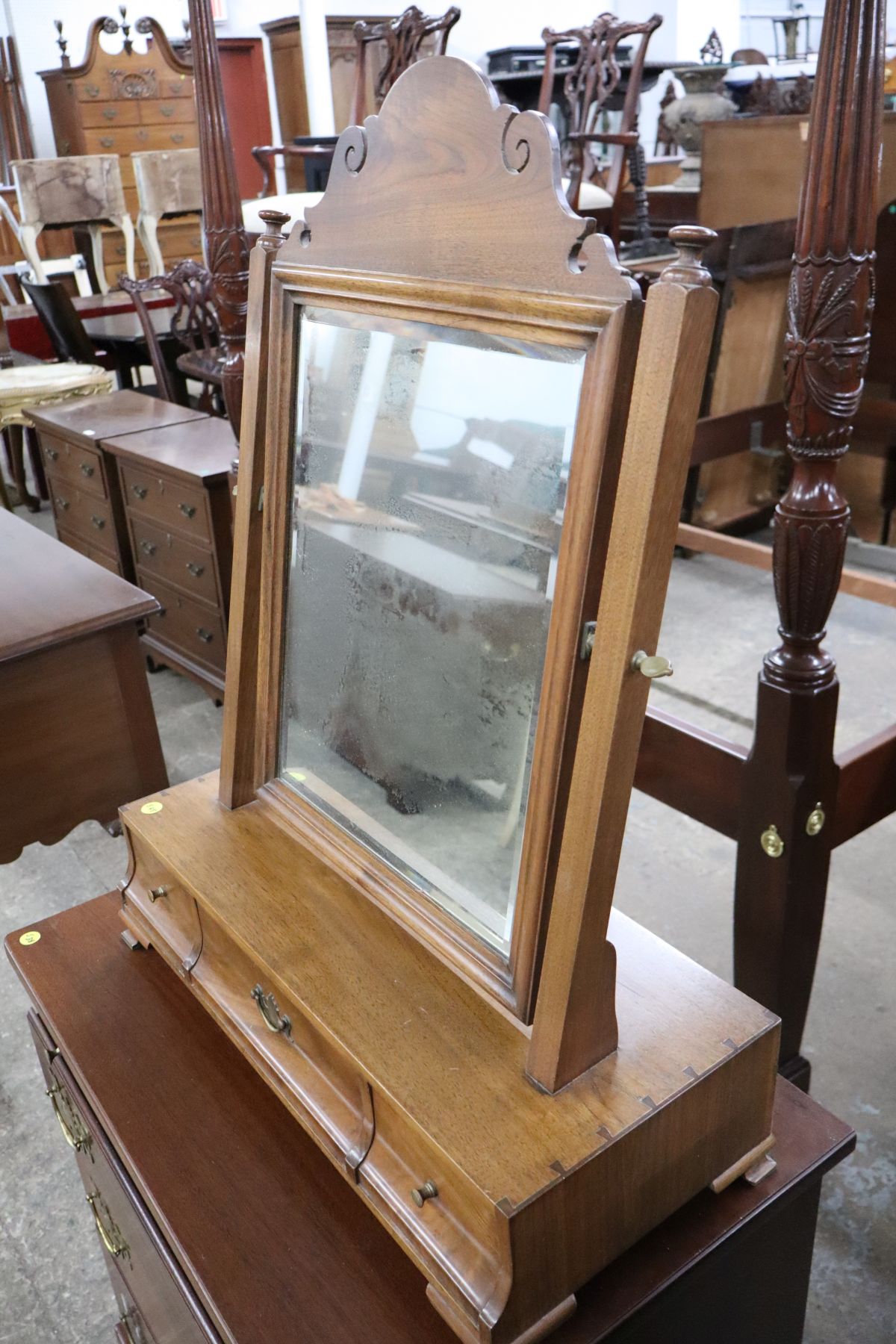 Crafted dresser top shaving mirror attrib AF Hackman