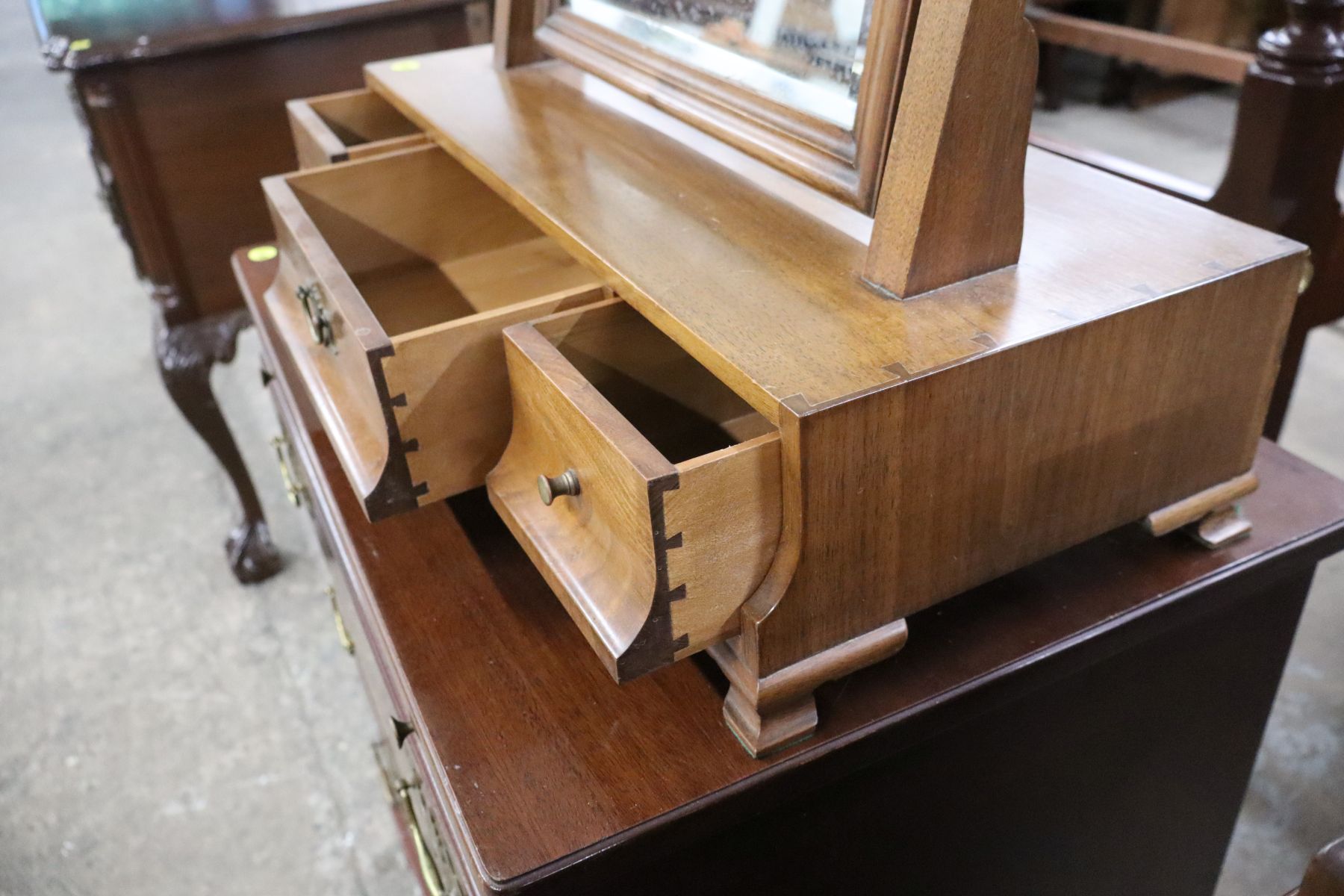 Crafted dresser top shaving mirror attrib AF Hackman