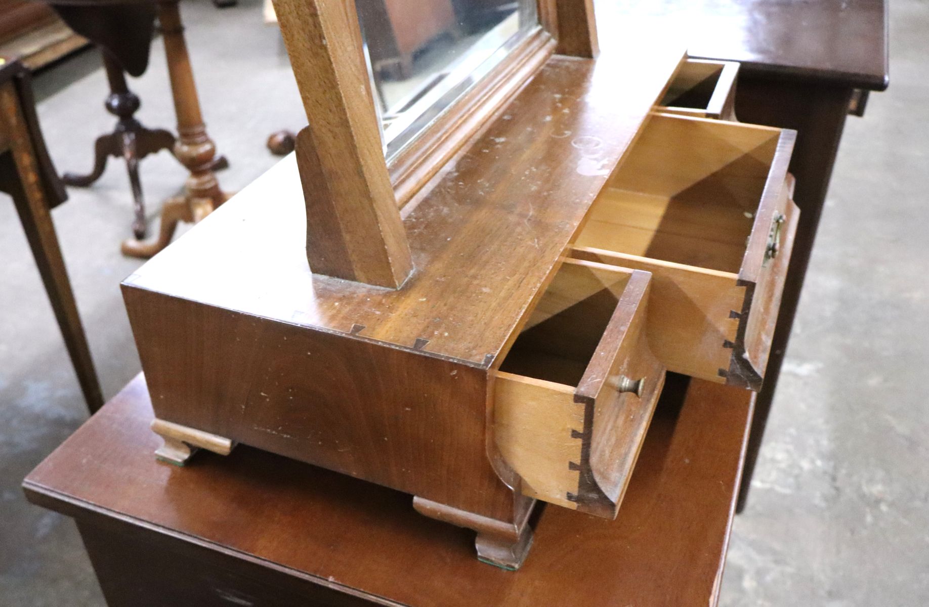 Crafted dresser top shaving mirror attrib AF Hackman