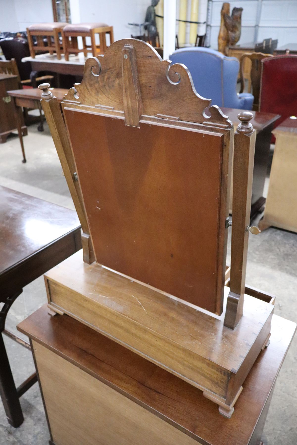Crafted dresser top shaving mirror attrib AF Hackman