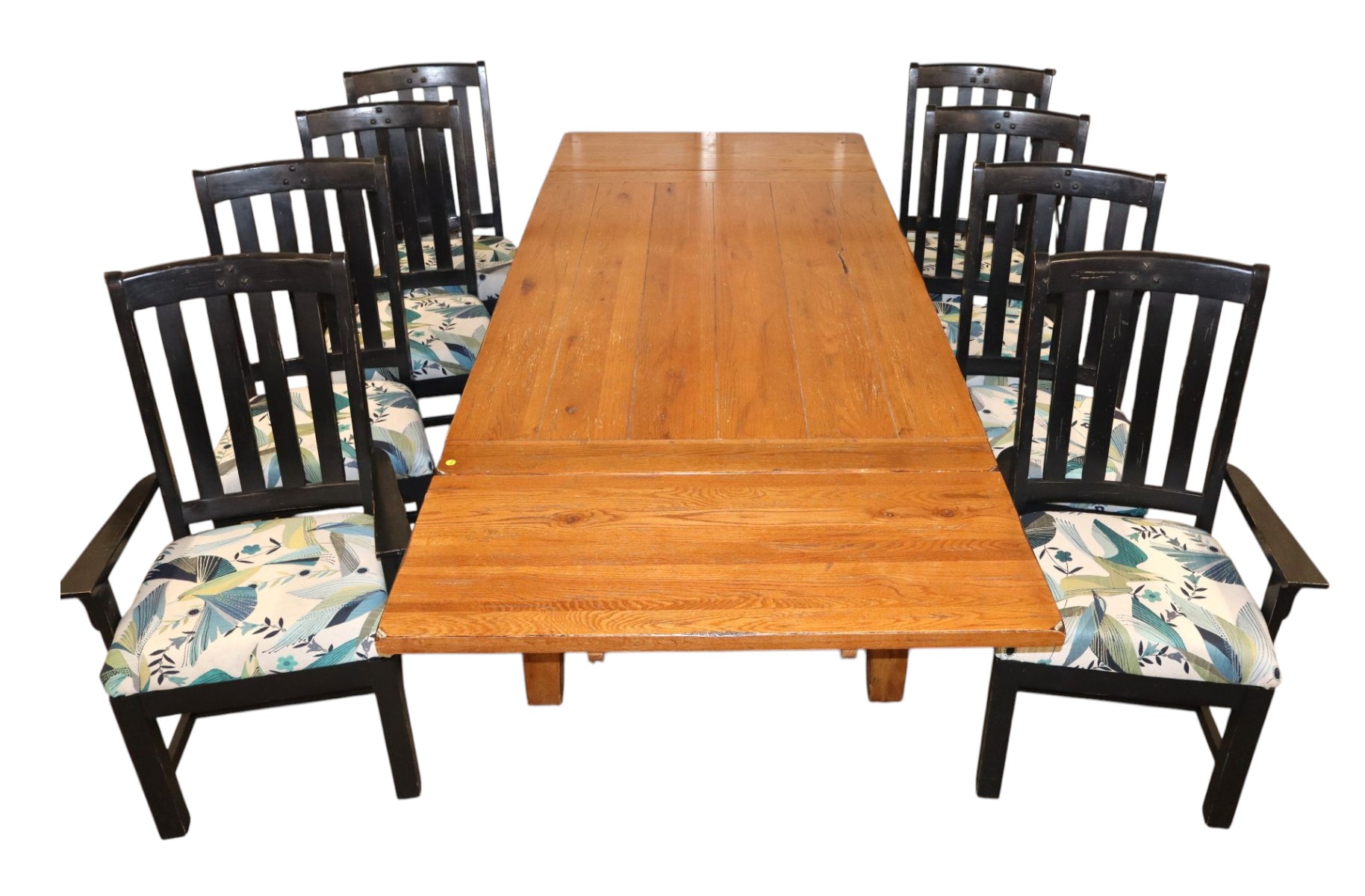 9pc. country oak black distressed farm dining set