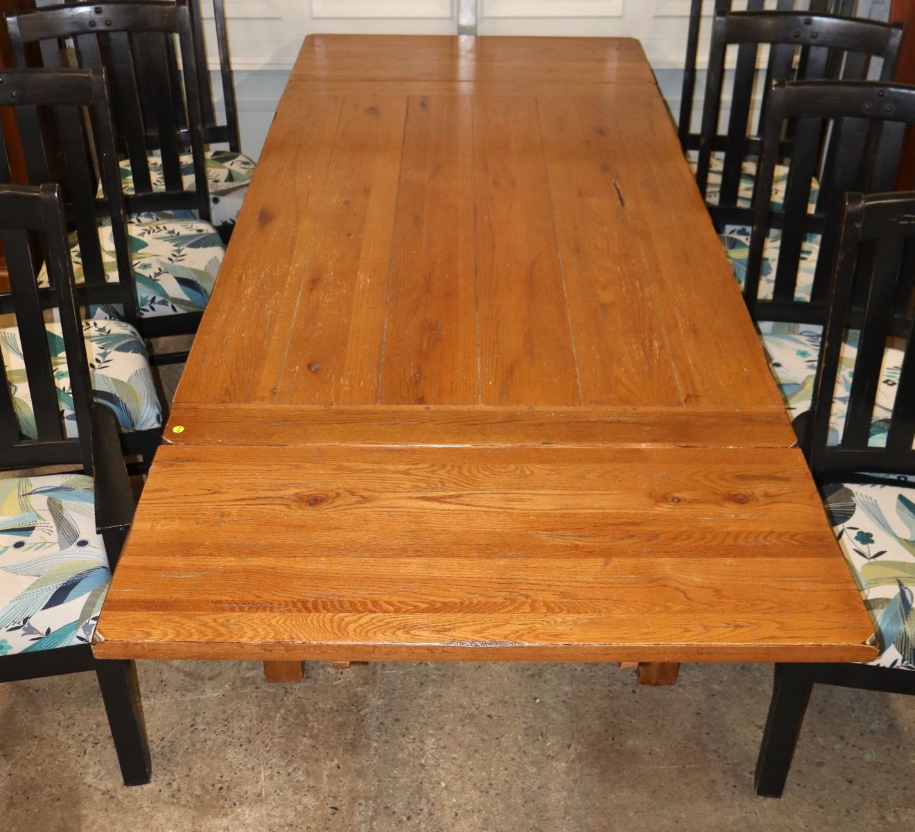 9pc. country oak black distressed farm dining set