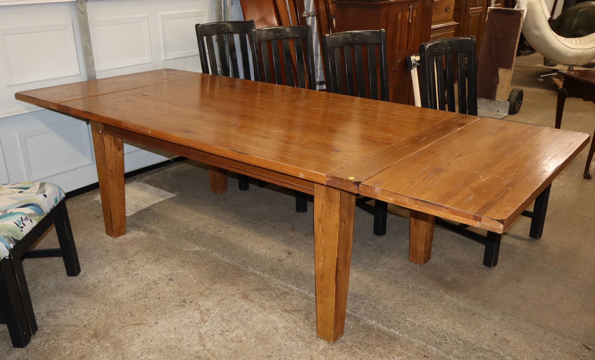 9pc. country oak black distressed farm dining set