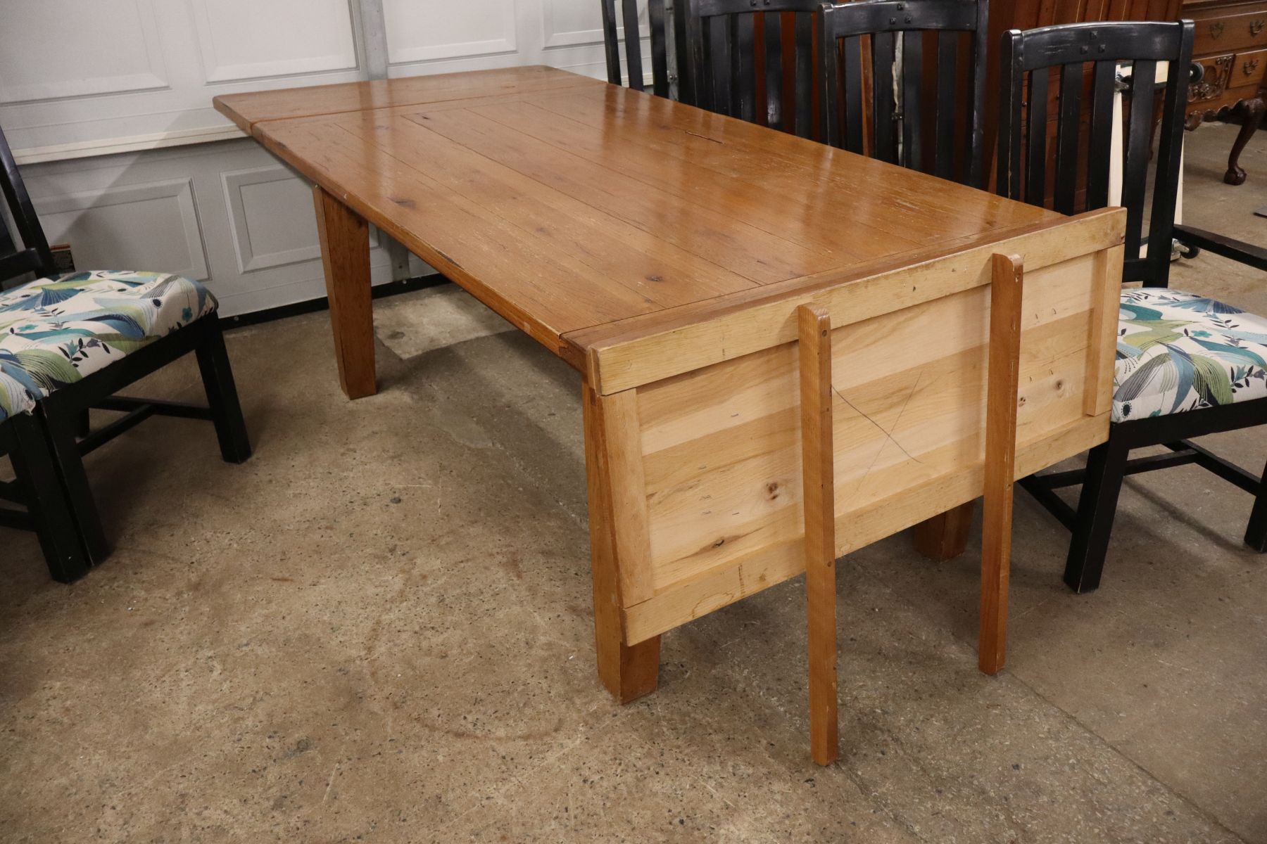 9pc. country oak black distressed farm dining set
