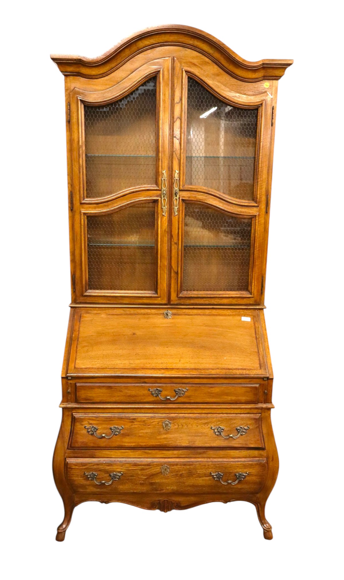 VTG Drexel country FR 2pc leather secretary bookcase