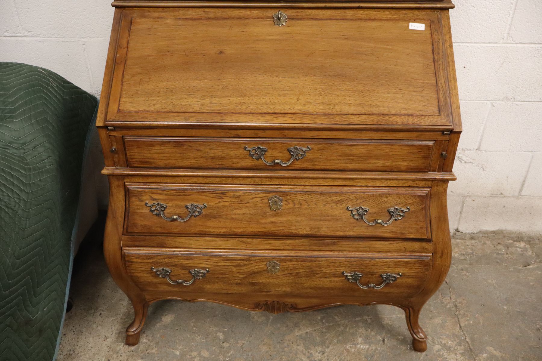 VTG Drexel country FR 2pc leather secretary bookcase
