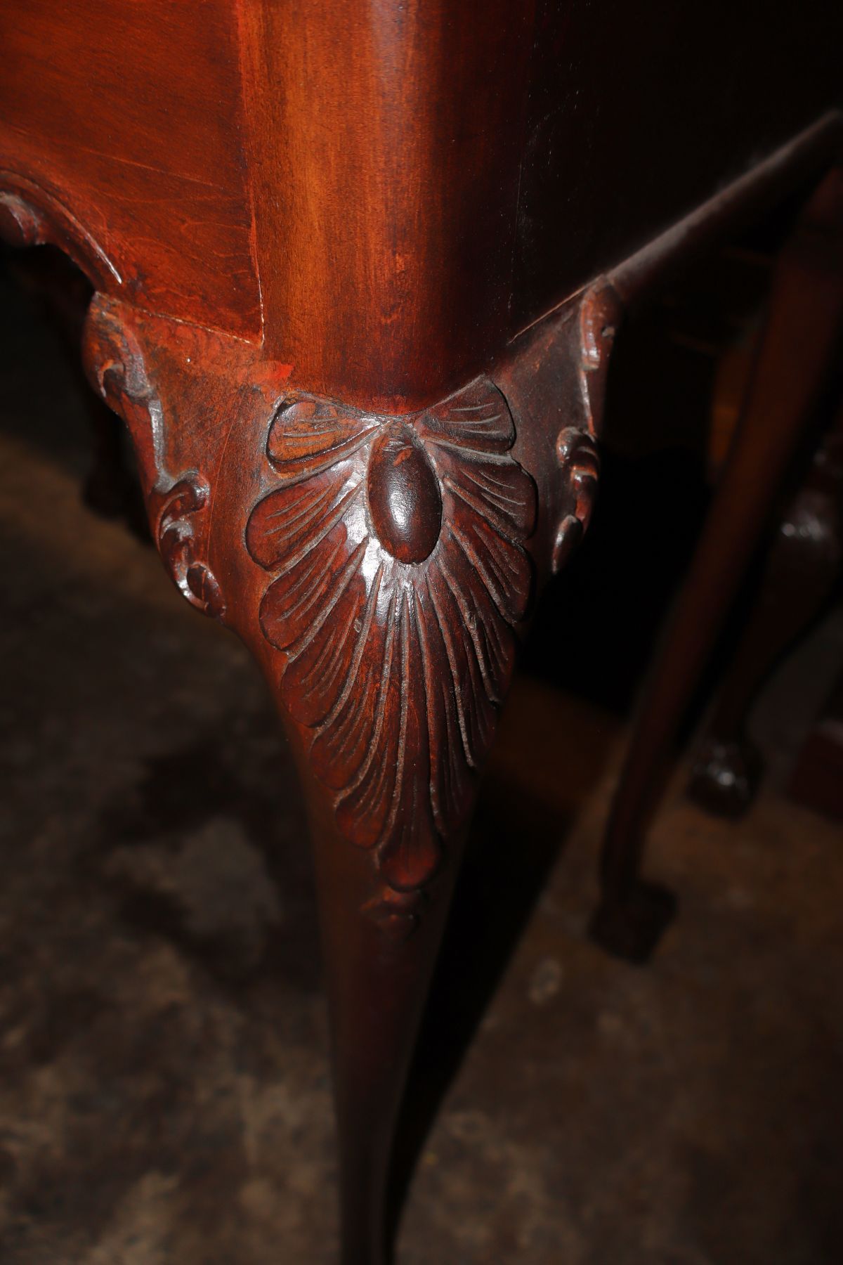 Custom marble top ball claw carved console table