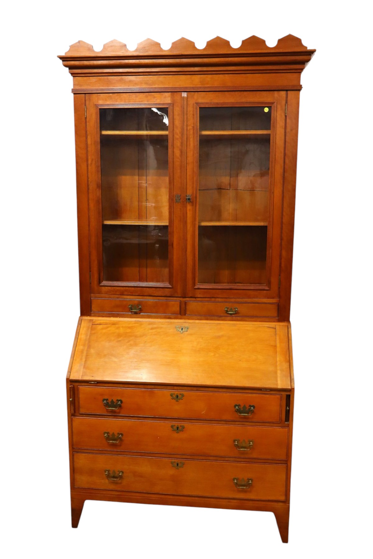 Antique 2pc secretary bookcase w/tiger maple interior