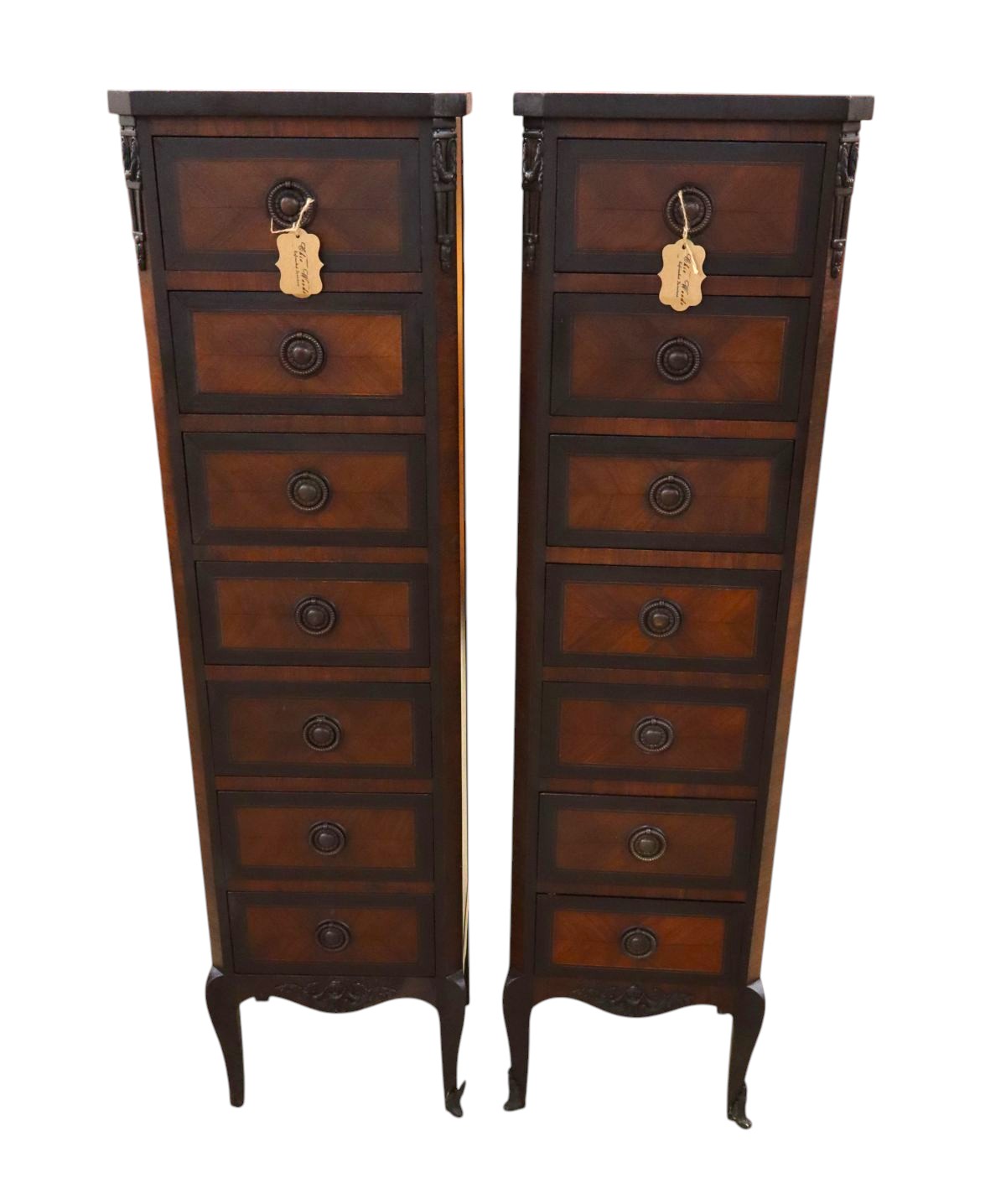 PR antique French 7 drawer banded lingerie chests