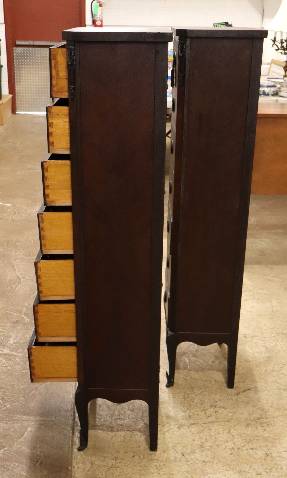 PR antique French 7 drawer banded lingerie chests