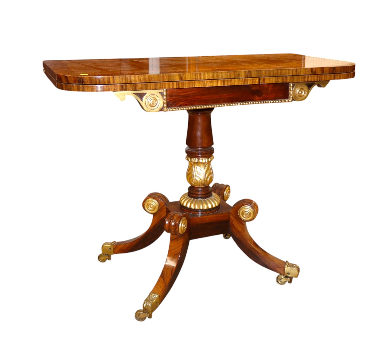 Beau. antique FR empire rswd felt lined game table