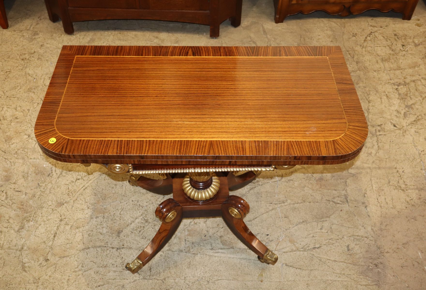 Beau. antique FR empire rswd felt lined game table