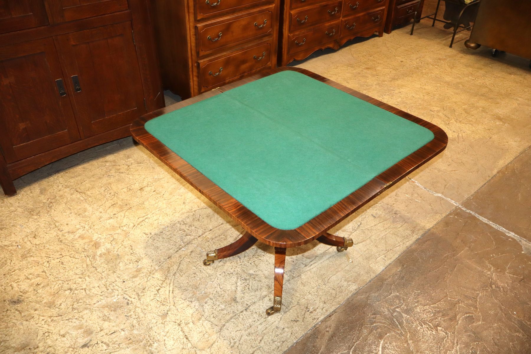 Beau. antique FR empire rswd felt lined game table