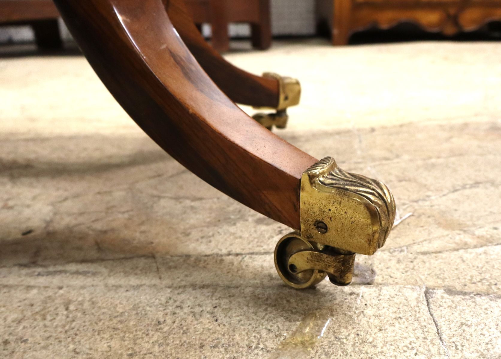 Beau. antique FR empire rswd felt lined game table