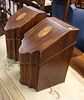 Fantastic PR antique mahogany inlaid knife boxes. Fantastic pair of antique mahogany inlaid Image - 2