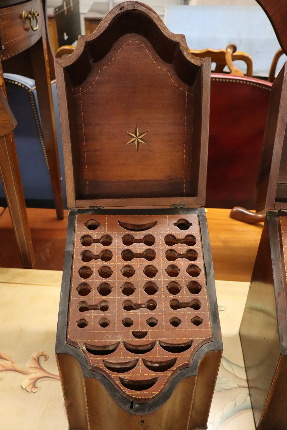 Fantastic PR antique mahogany inlaid knife boxes