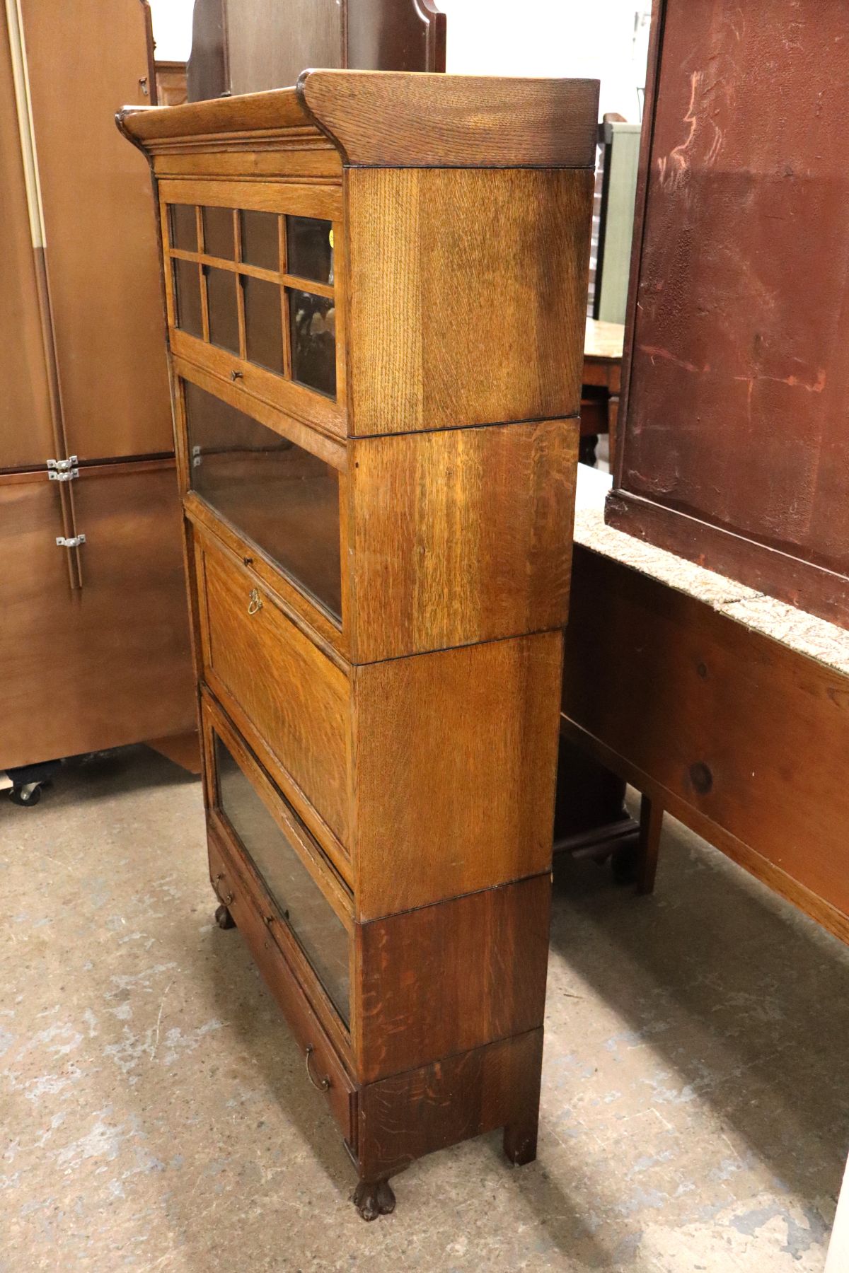 Nice oak 4 section Gunn barrister bookcase w/desk