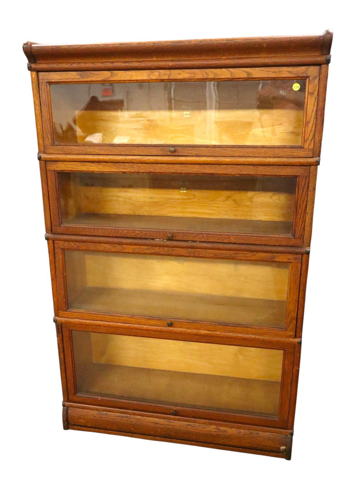 Antique Macey 4 stack oak bookcase orig finish/labels