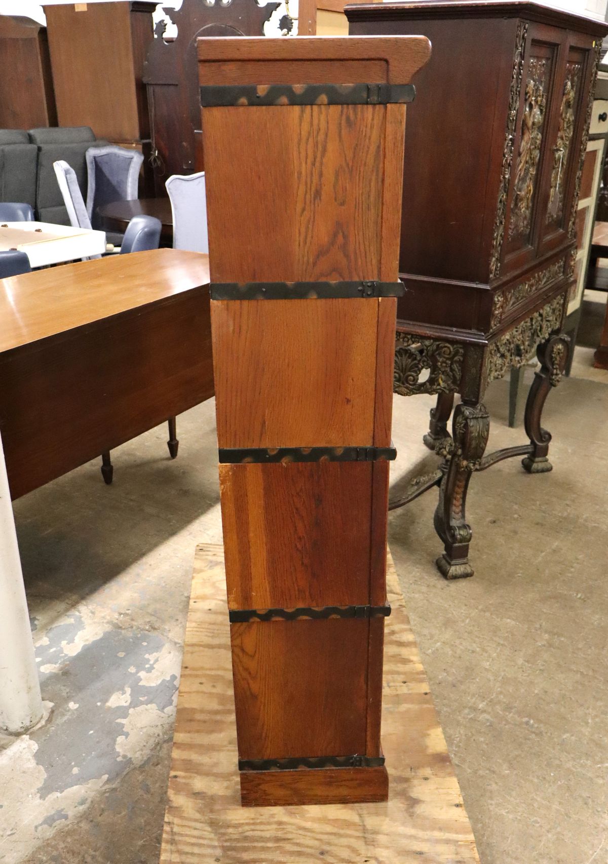 Antique Macey 4 stack oak bookcase orig finish/labels
