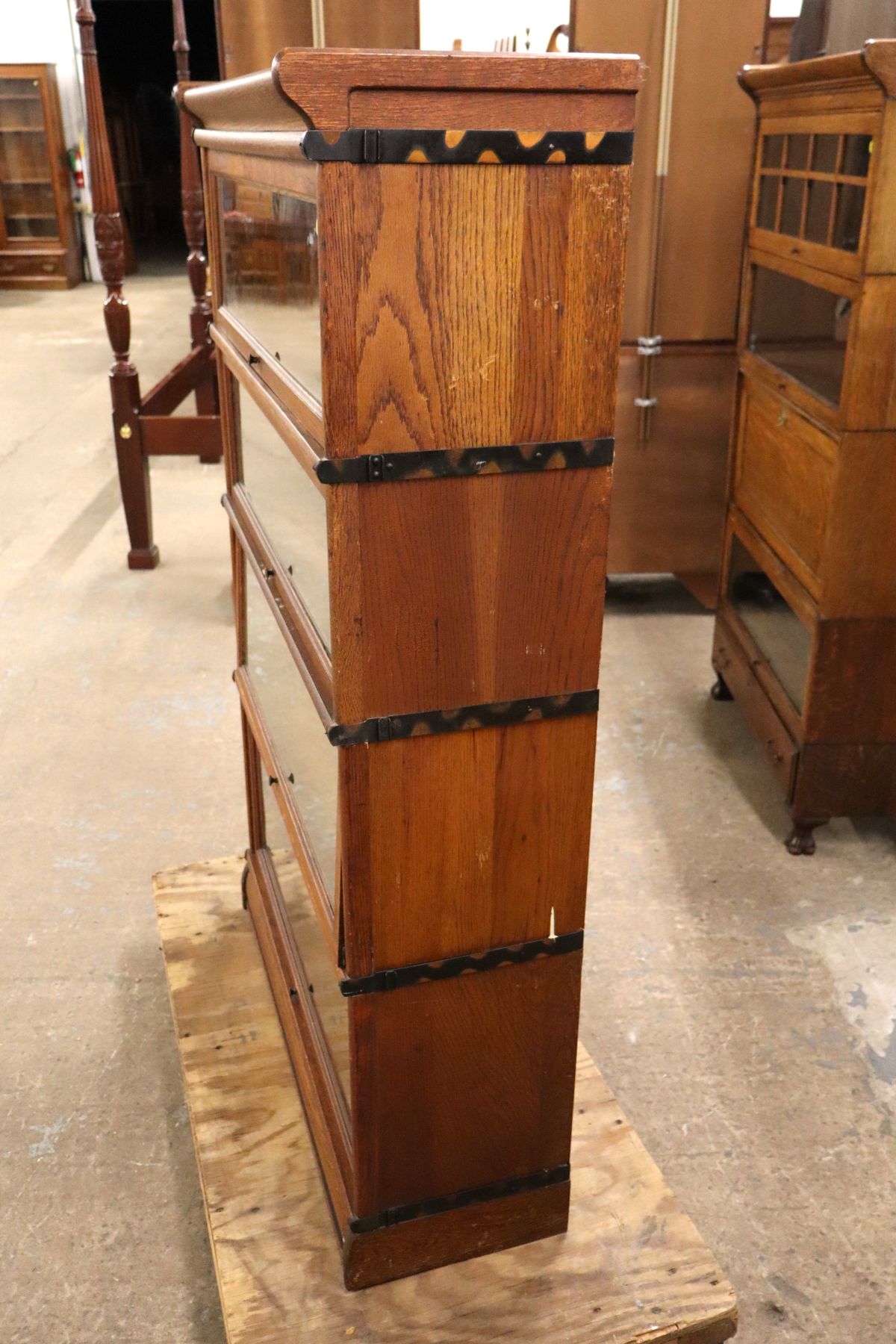 Antique Macey 4 stack oak bookcase orig finish/labels