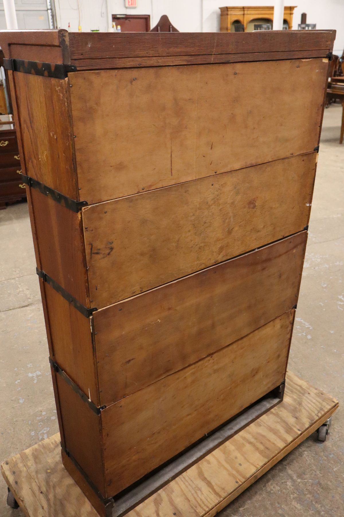 Antique Macey 4 stack oak bookcase orig finish/labels