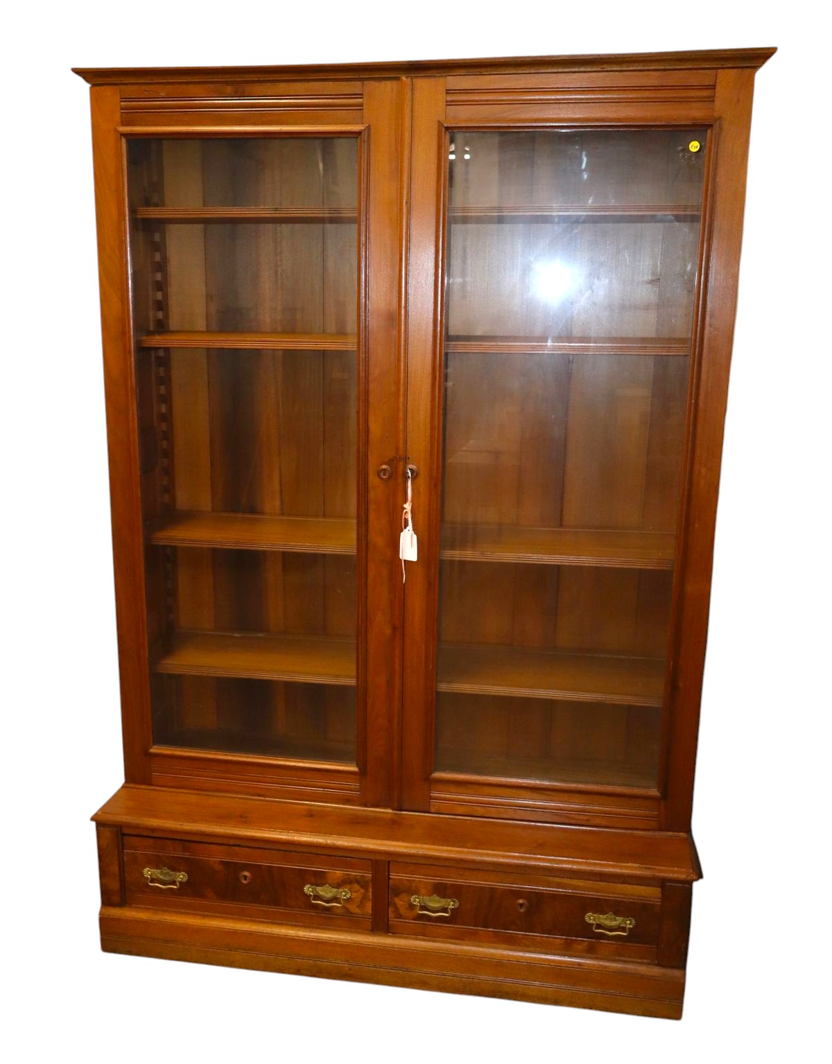 Antique 2pc 2 door 2 drawer walnut Victorian bookcase
