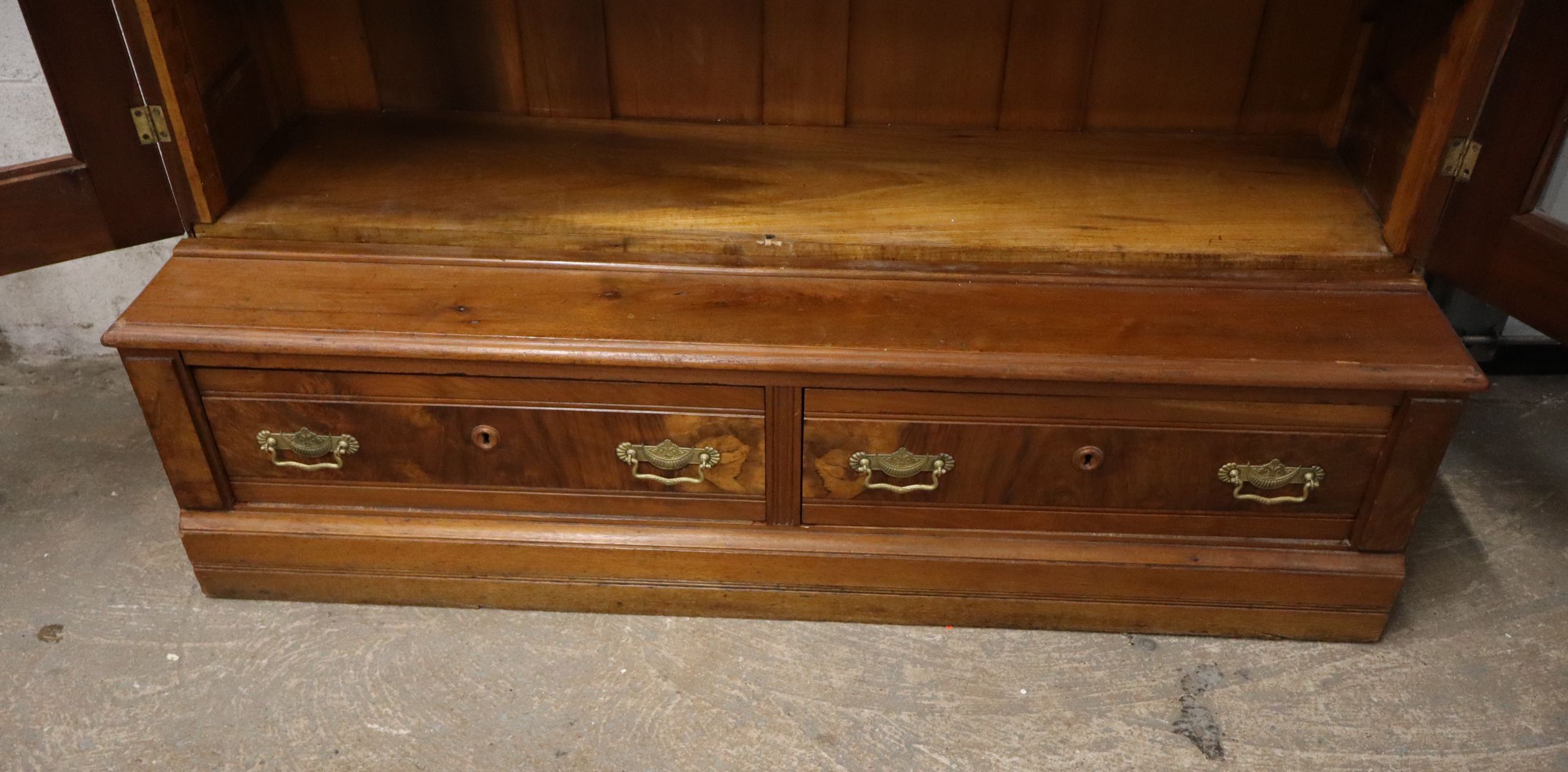 Antique 2pc 2 door 2 drawer walnut Victorian bookcase