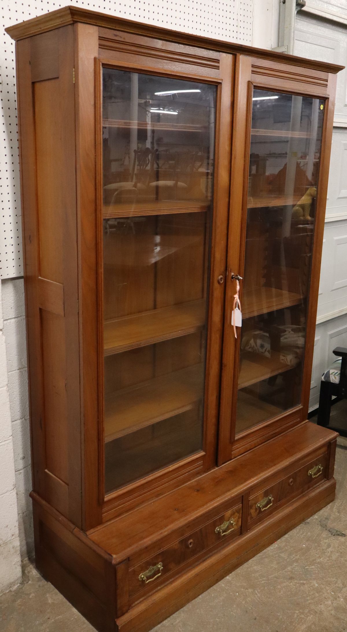 Antique 2pc 2 door 2 drawer walnut Victorian bookcase