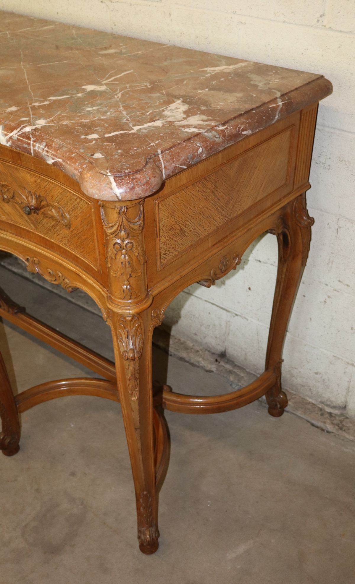 Antique FR carved & ornate marble top 6 leg buffet