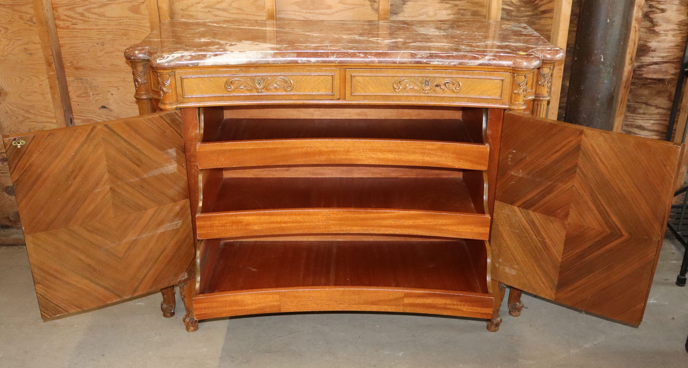 Antique FR MT fitted interior and carved server