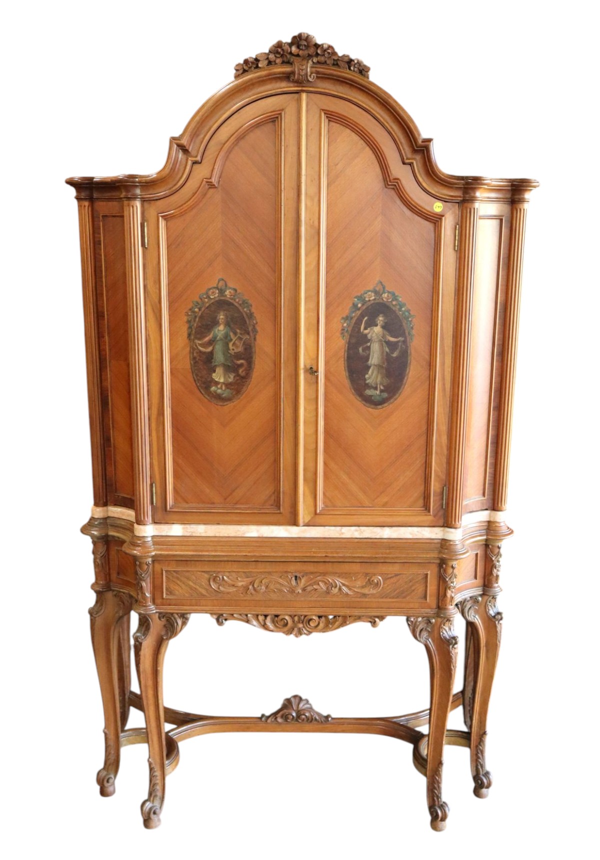 Antique FR 6 leg carved & china cabinet or buffet