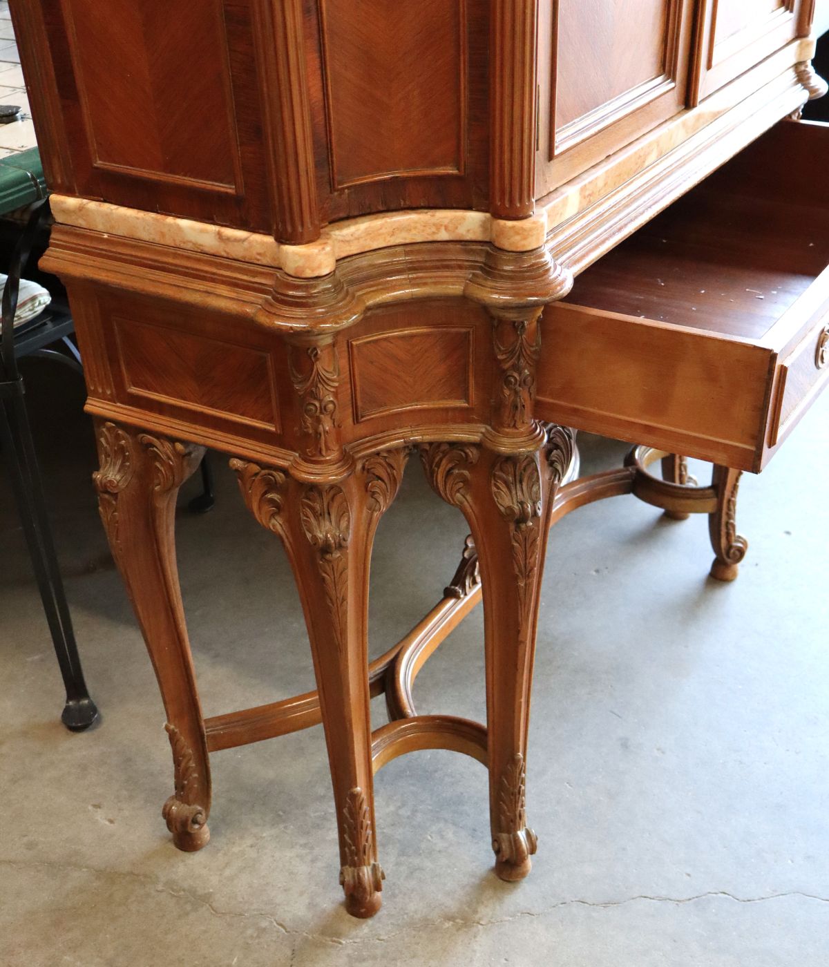 Antique FR 6 leg carved & china cabinet or buffet