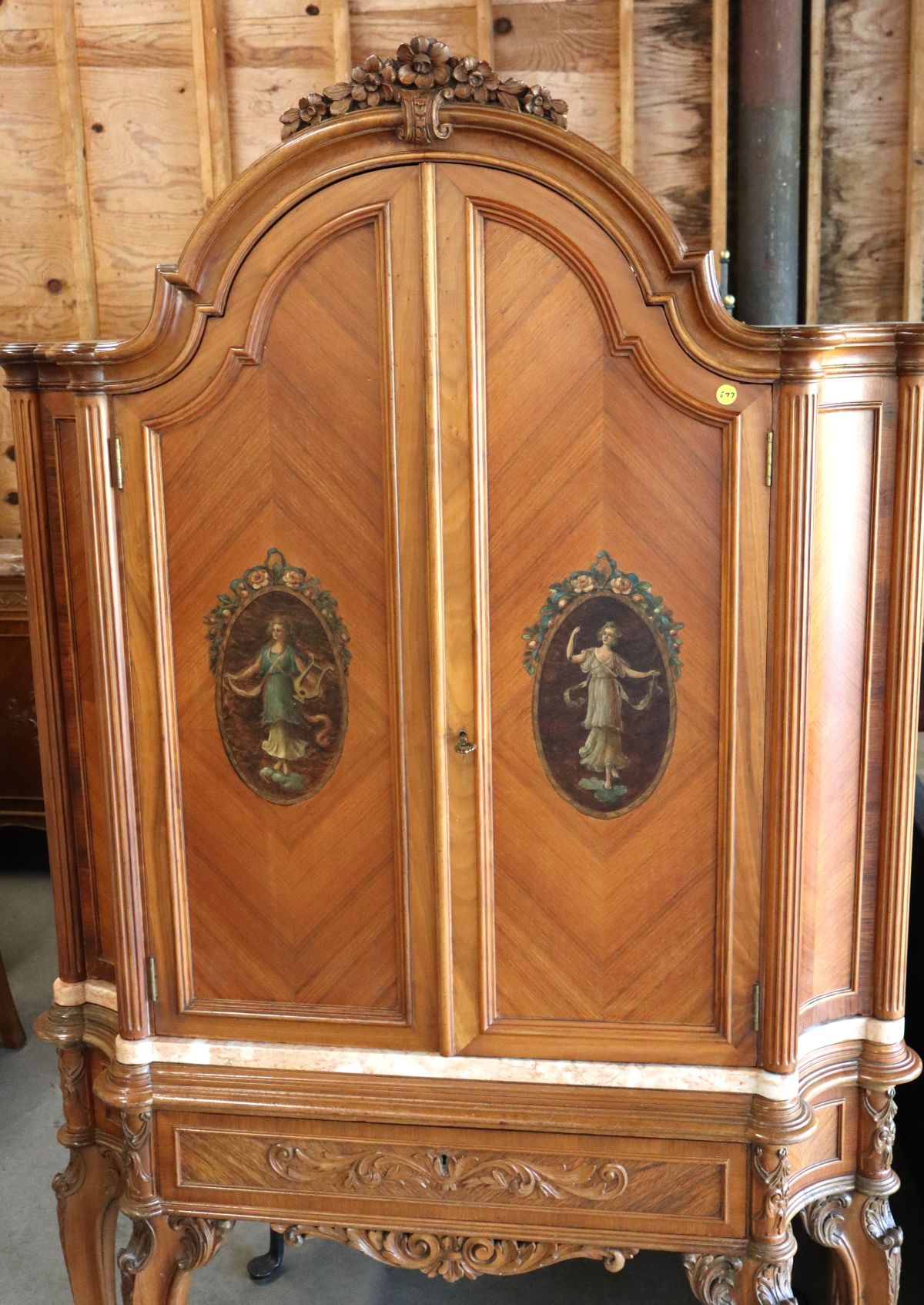 Antique FR 6 leg carved & china cabinet or buffet