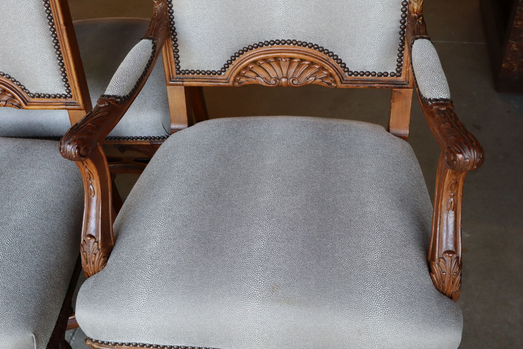Antique set 6 FR hly carved & ornate dining chairs