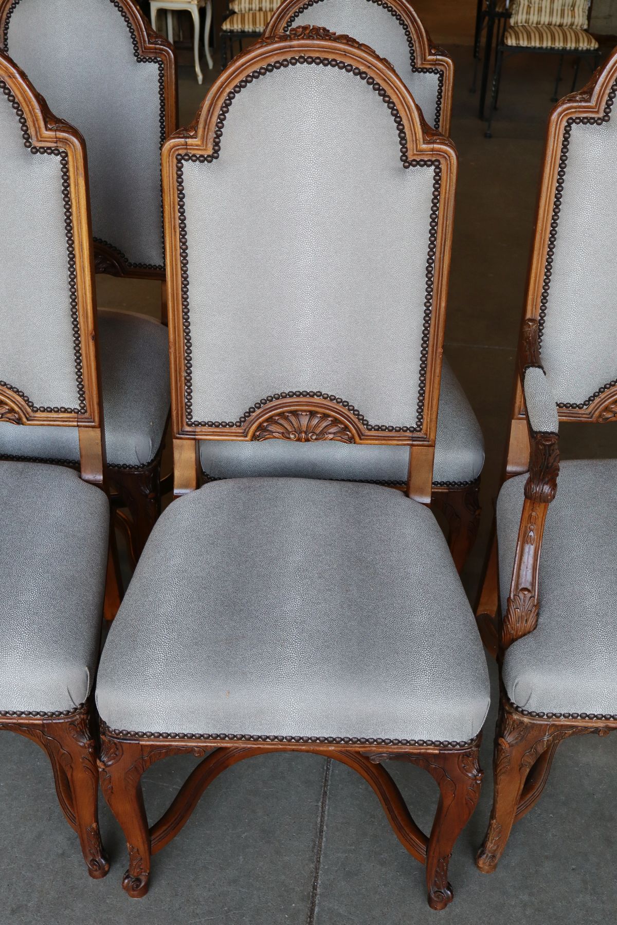 Antique set 6 FR hly carved & ornate dining chairs