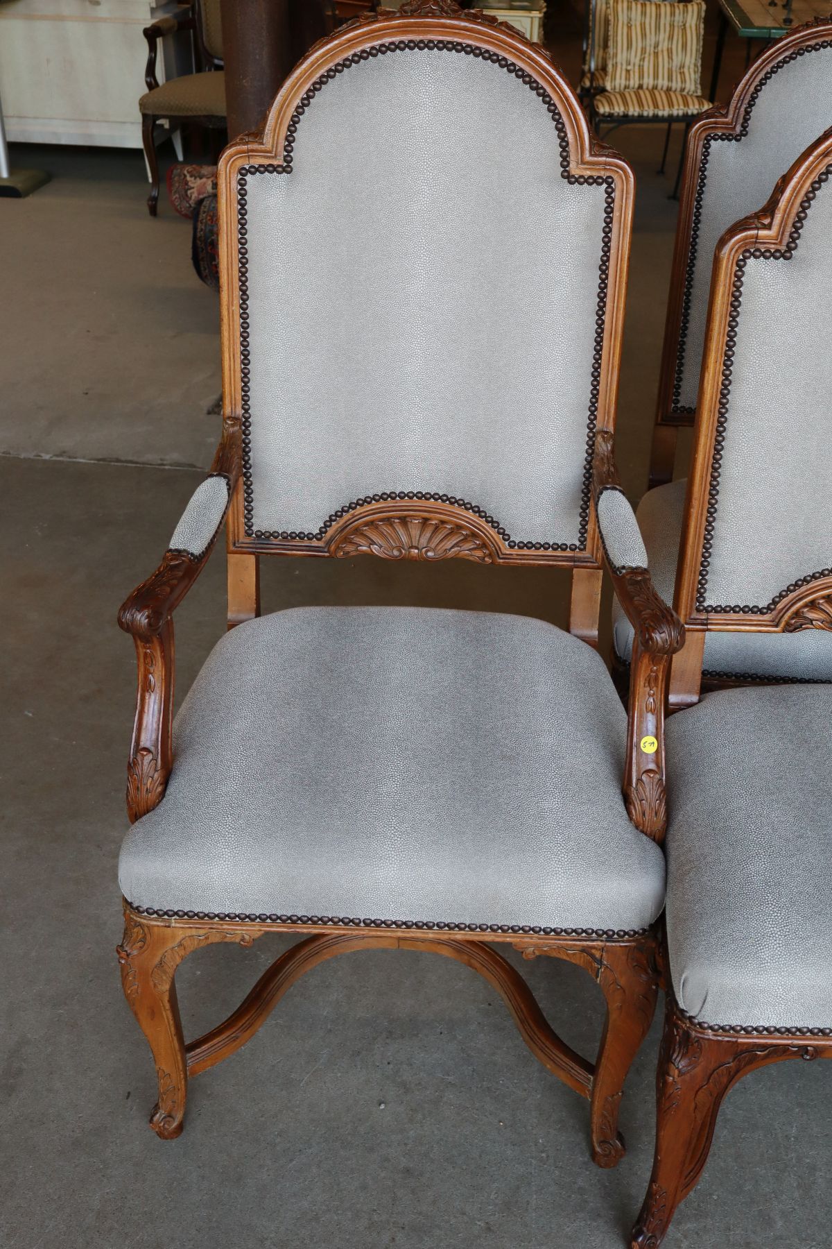 Antique set 6 FR hly carved & ornate dining chairs
