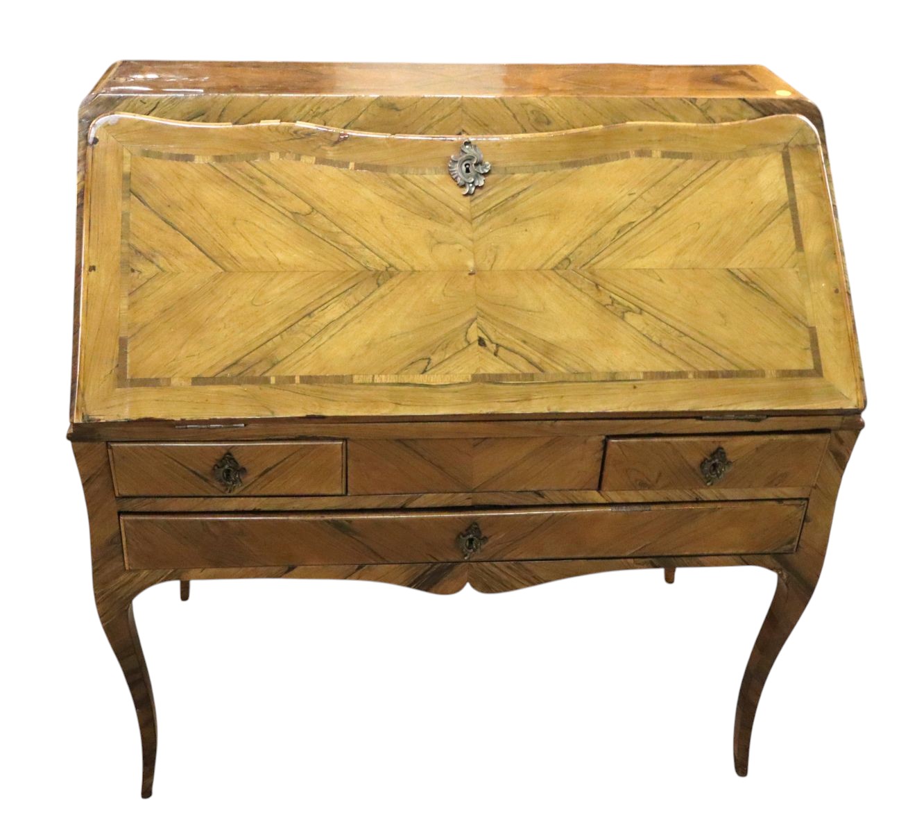 Antique Italian brazilian walnut slant front desk