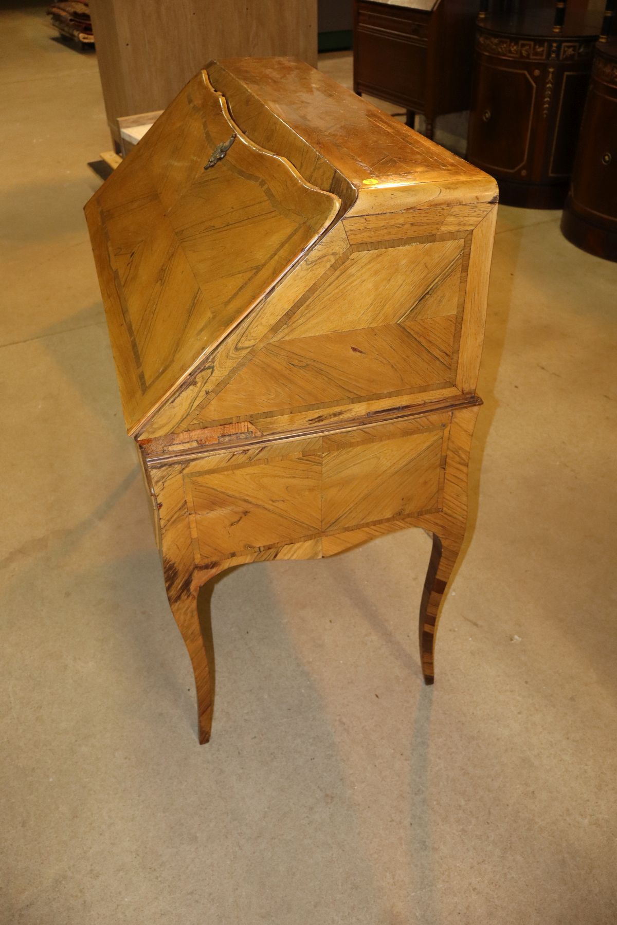 Antique Italian brazilian walnut slant front desk