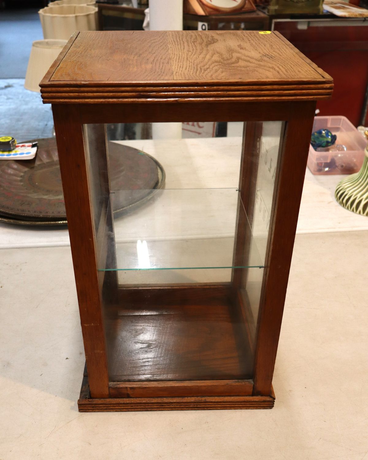 Antique oak Salty Nuts advertisement display case
